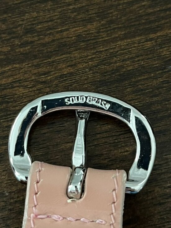 Banana Republic Italian Leather Belt Pink Silver Tone Brass Buckle Made in USA